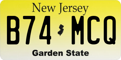 NJ license plate B74MCQ