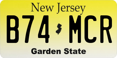 NJ license plate B74MCR