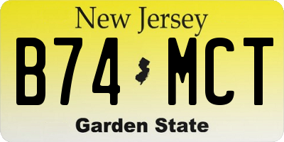 NJ license plate B74MCT