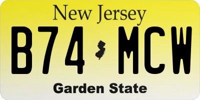 NJ license plate B74MCW