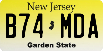 NJ license plate B74MDA