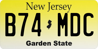 NJ license plate B74MDC