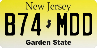 NJ license plate B74MDD