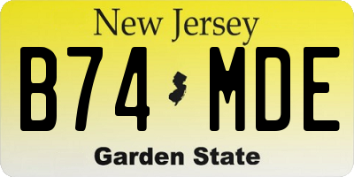 NJ license plate B74MDE
