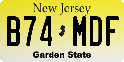 NJ license plate B74MDF