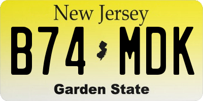 NJ license plate B74MDK