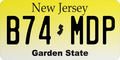 NJ license plate B74MDP