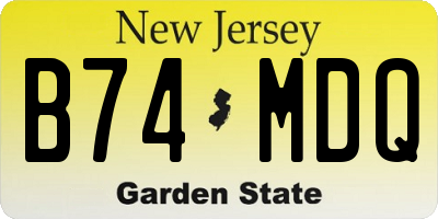 NJ license plate B74MDQ