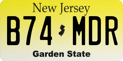 NJ license plate B74MDR