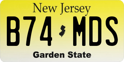 NJ license plate B74MDS