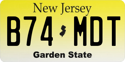 NJ license plate B74MDT