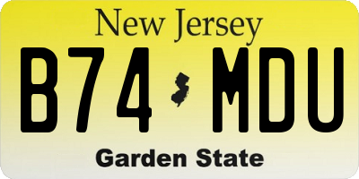 NJ license plate B74MDU