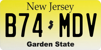 NJ license plate B74MDV