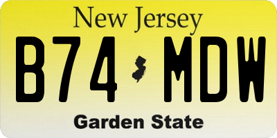 NJ license plate B74MDW