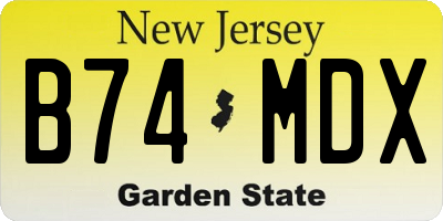 NJ license plate B74MDX