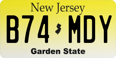 NJ license plate B74MDY