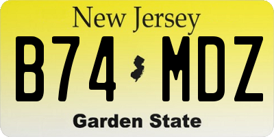 NJ license plate B74MDZ