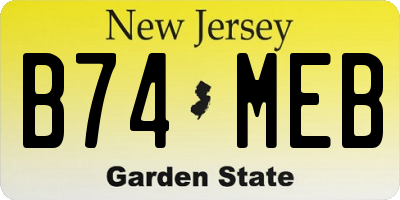 NJ license plate B74MEB