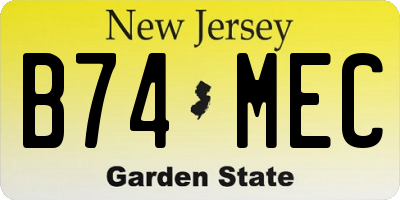 NJ license plate B74MEC