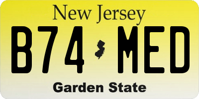 NJ license plate B74MED