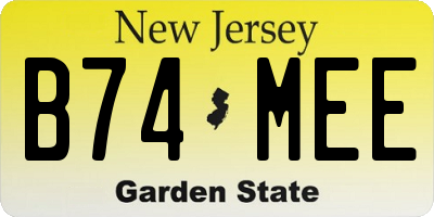 NJ license plate B74MEE