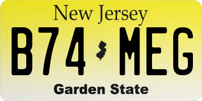 NJ license plate B74MEG