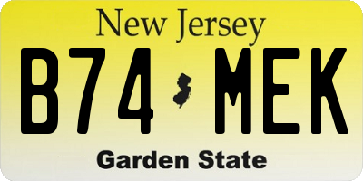 NJ license plate B74MEK
