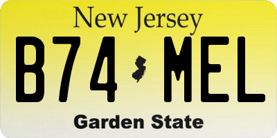 NJ license plate B74MEL