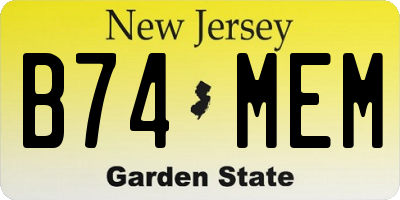 NJ license plate B74MEM
