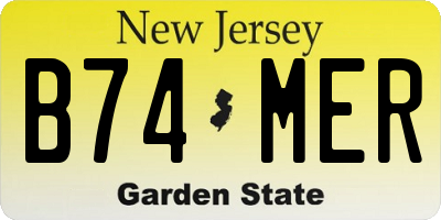 NJ license plate B74MER