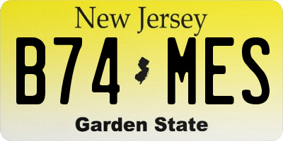 NJ license plate B74MES