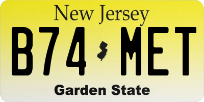 NJ license plate B74MET