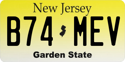 NJ license plate B74MEV