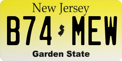 NJ license plate B74MEW