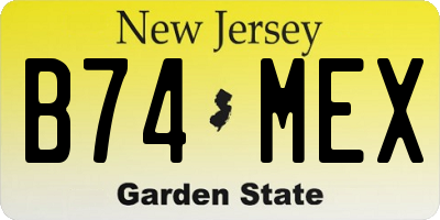 NJ license plate B74MEX
