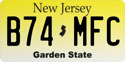 NJ license plate B74MFC