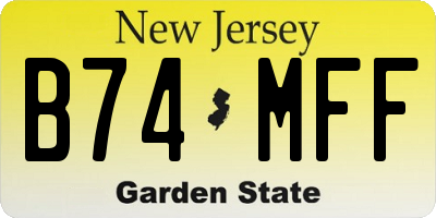 NJ license plate B74MFF