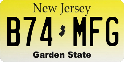 NJ license plate B74MFG