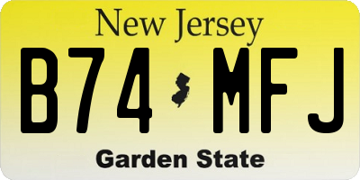 NJ license plate B74MFJ