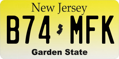 NJ license plate B74MFK