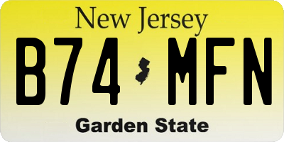 NJ license plate B74MFN