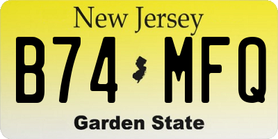 NJ license plate B74MFQ