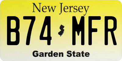 NJ license plate B74MFR