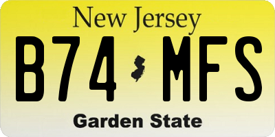 NJ license plate B74MFS