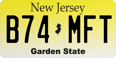 NJ license plate B74MFT