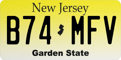 NJ license plate B74MFV