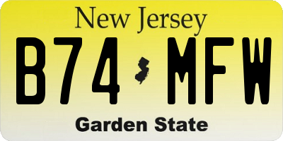 NJ license plate B74MFW