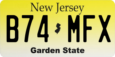 NJ license plate B74MFX