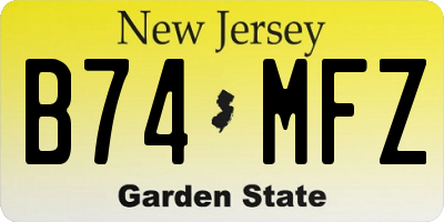 NJ license plate B74MFZ