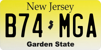 NJ license plate B74MGA